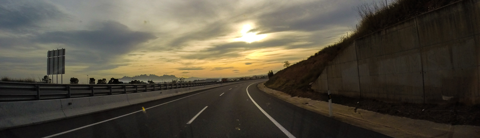 Sonnenuntergang, Autobahn - Spanien