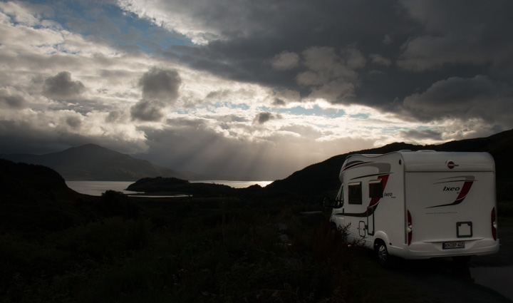 Stellplatz mit sicht auf die Isle of Skye